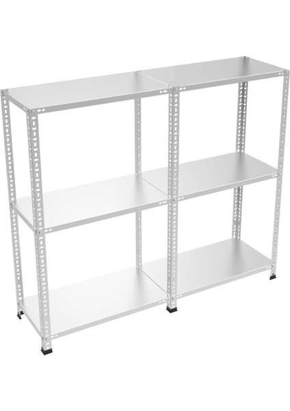 3 Katlı Duble Galvaniz Çelik Raf Depo Dosya Arşiv Rafı