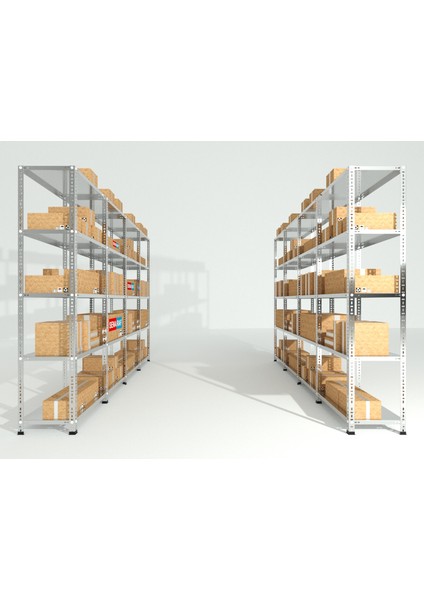 3 Katlı Duble Galvaniz Çelik Raf Depo Dosya Arşiv Rafı
