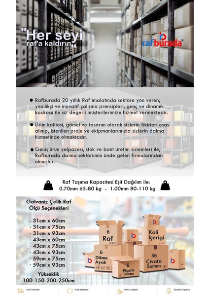 3 Katlı Duble Galvaniz Çelik Raf Depo Dosya Arşiv Rafı