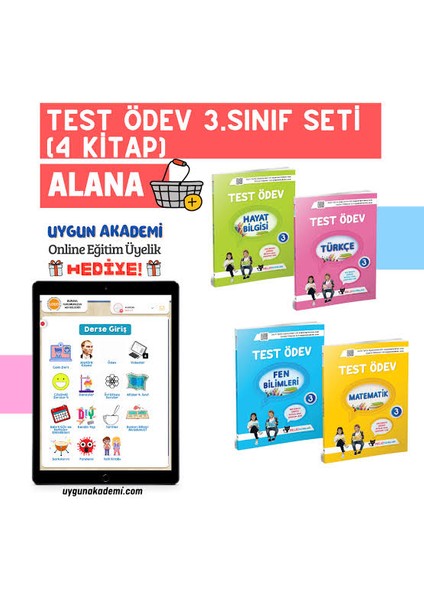 3. Sınıf Test Ödev Seti (4 Kitap + Online Eğitim Üyelik Paketi Hediye)
