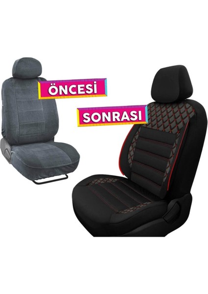 Nice Shop Ford Festiva Uyumlu Koltuk Kılıfı Crystal Serisi - Kırmızı