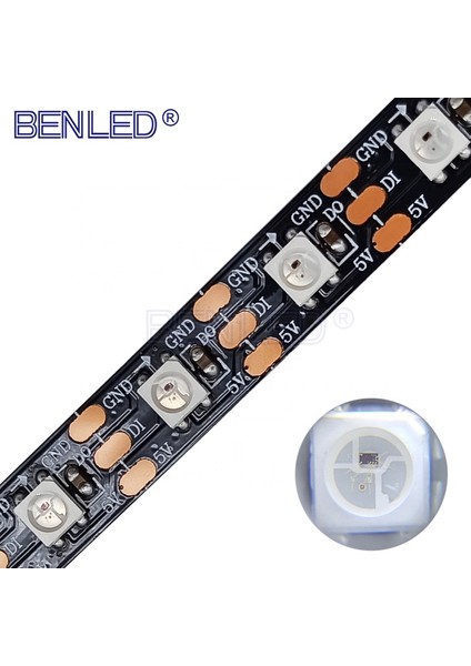5V Adreslenebilir WS2812B Pixel Şerit LED M:60LED 5m Magic LED Ip 44 Iç Mekan