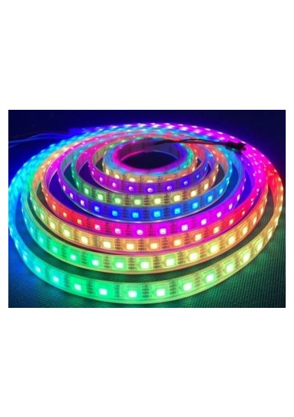 5V Adreslenebilir WS2812B Pixel Şerit LED M:60LED 5m Magic LED Ip 44 Iç Mekan
