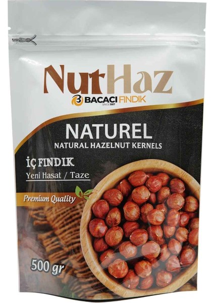 Nuthaz Naturel Çiğ Iç Fındık 500 gr Doypack Paket