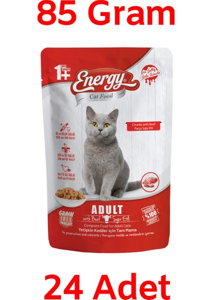 Sığır Etli Islak Kedi Maması 85 gr x 24