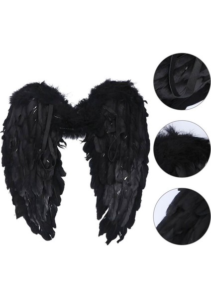 Melek Peri Kanat Cosplay Noel Fantezi Elbise Noel Partisi Kostüm Sahne Siyah (Yurt Dışından) modelleri