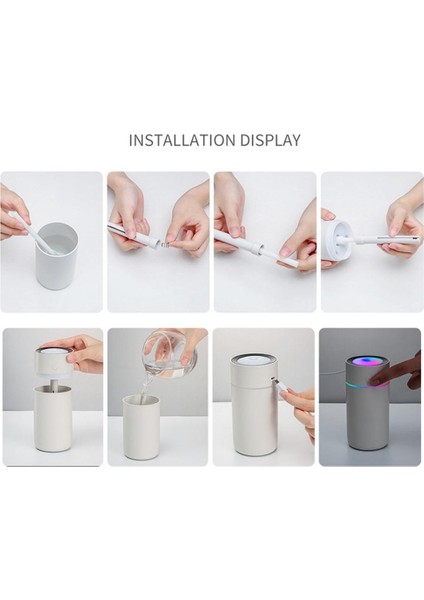 Nemlendirici Difüzör Araba Ev Aroma Hava Temizleyici Renkli Işık 320 ml Pembe (Yurt Dışından)