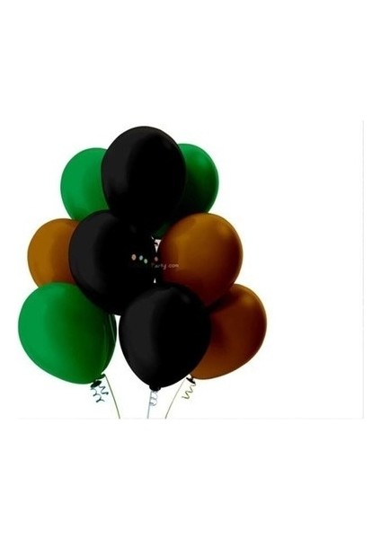 Açık Yeşil-Kahverengi-Siyah Pastel Soft Balon 30 Adet