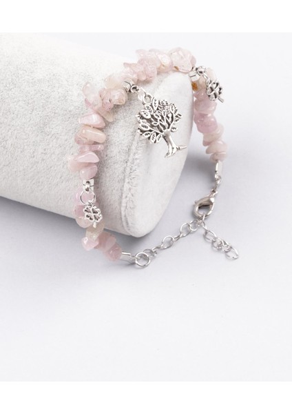 Kunzit Doğal Taş Hayat Ağacı Sallantılı Kırıktaş Bileklik