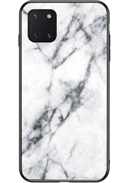 Galaxy A81 Mermer Desen Tpu Temperli Cam Telefon Kılıfı Beyaz (Yurt Dışından)