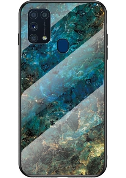 Galaxy M31 Mermer Doku Temperli Cam + Pc + Tpu Telefon Kılıfı Koyu Mavi (Yurt Dışından)