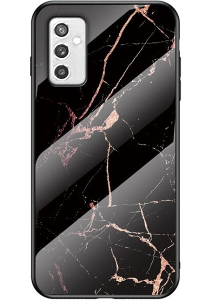 Galaxy M52 5g Mermer Desen Tpu Temperli Cam Telefon Kılıfı Altın Siyah (Yurt Dışından)
