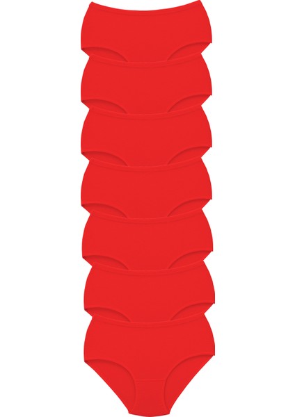 7 Adet Tutku Kadın Yüksek Bel Bato Kalın Lastik Külot Kırmızı