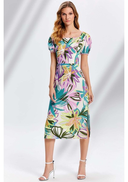 22056 Çok Renkli Elbise