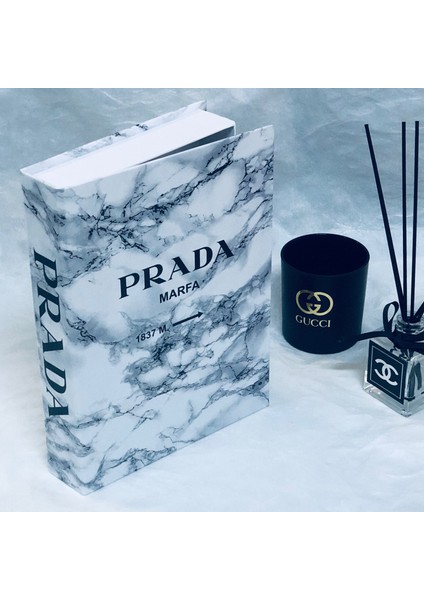 Prada Mermer Desenli Dekoratif Kitap Kutusu