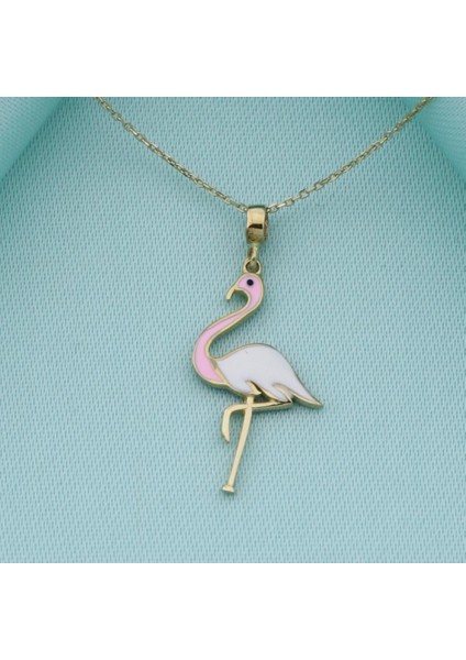 14K Altın Mineli Flamingo Kolye 4N28342