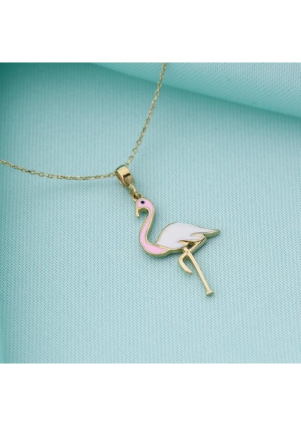 14K Altın Mineli Flamingo Kolye 4N28342