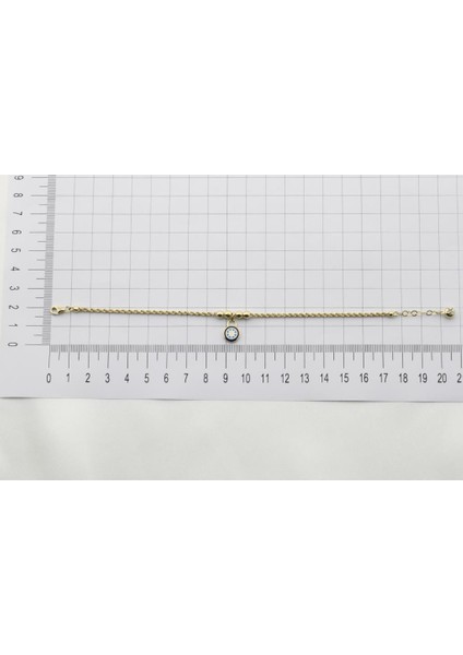 14K Altın Halat Zincir Lacivert Mineli Bileklik 4B28131