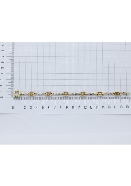 14K Altın Üç Renk Hallow Bileklik 4B28157