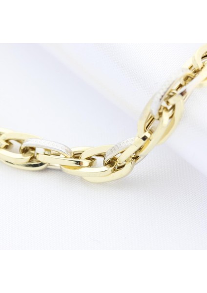 14K Altın Iki Renk Hallow Bileklik 4B28158