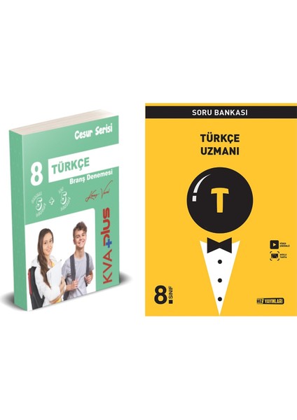 8.Sınıf Plus Yayınları Cesur Serisi Türkçe Deneme + Hız Yayınları Türkçe Uzmanı Soru Bankası