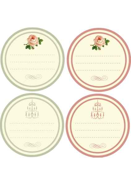 Güllü Yuvarlak Etiket (5x5 cm 24 Adet)