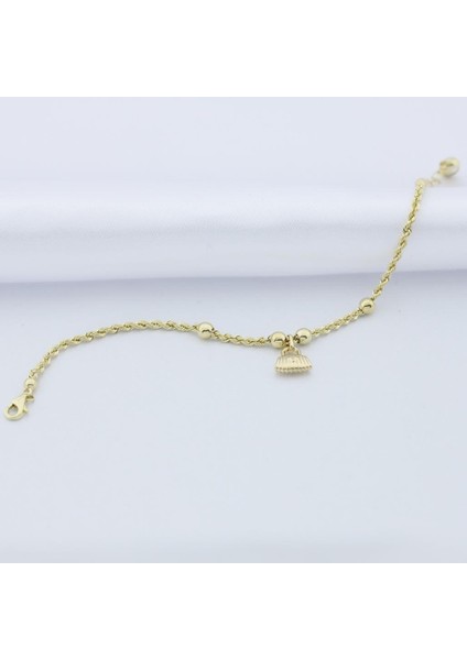 14K Altın Halat Zincir Kilit Bileklik 4B28165