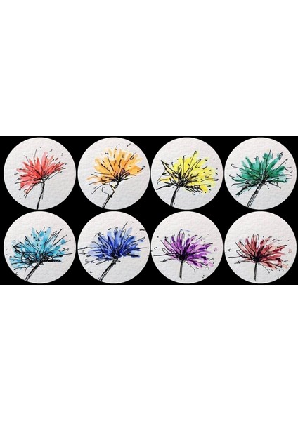 Çakra Renkli Çiçek Yuvarlak Etiket (4x4 cm 24 Adet)