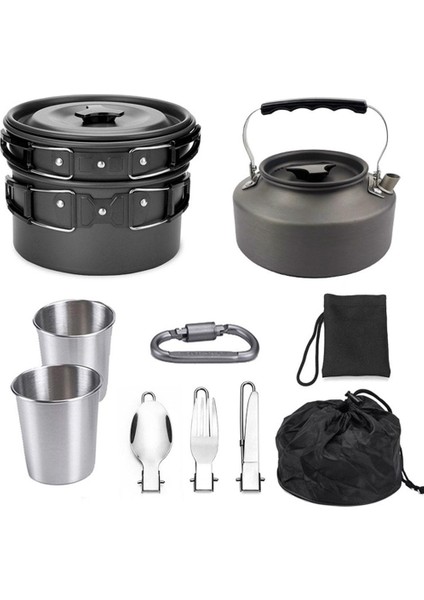 Kamp Tencere Seti Taşınabilir Pişirme Ekipmanları Pot Pan Set Açık Siyah (Yurt Dışından) fiyatları