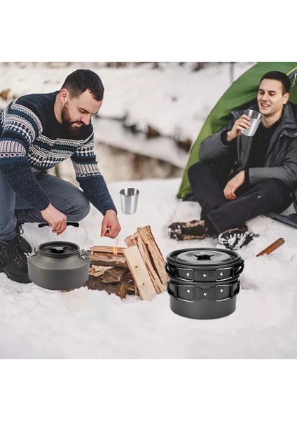 Kamp Tencere Seti Taşınabilir Pişirme Ekipmanları Pot Pan Set Açık Siyah (Yurt Dışından) fırsatları