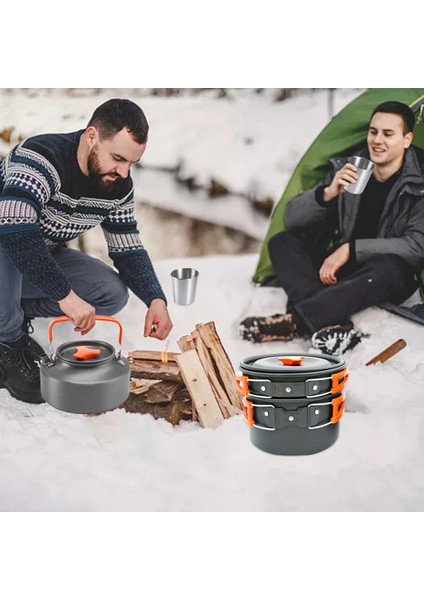 Kamp Tencere Seti 2-3 Kişi Kamp Ateşi Su Isıtıcısı Açık Pişirme Karışıklık Kiti Turuncu (Yurt Dışından) fırsatları