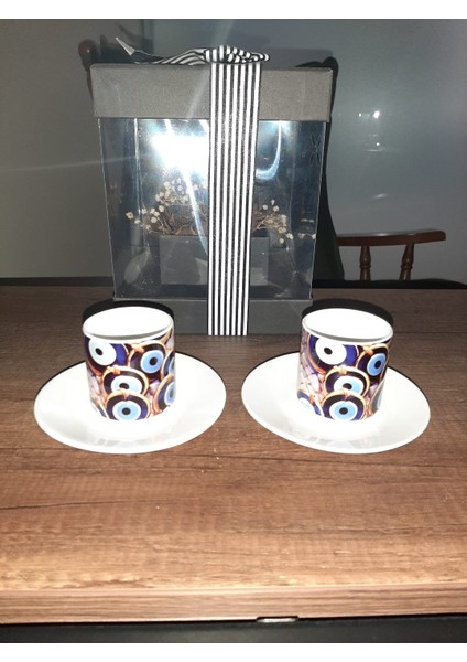 Nazar Boncuk Görselli Türk Kahvesi Fincan Takımı