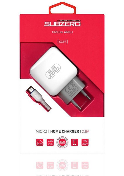 Hızlı Şarj Aleti Micro USB 2.8A Samsung, Lg, Android Lüx Ev Tipi Şarj Cihaz SG19
