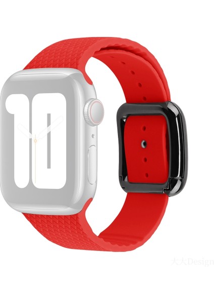 Siyah Toka Silikon Kordonlu Saat Apple Watch Uyumlu Serisi 7 45MM / 6 & Se & 5 & 4 44MM / 3 & 2 & 1 42MM (Yurt Dışından)