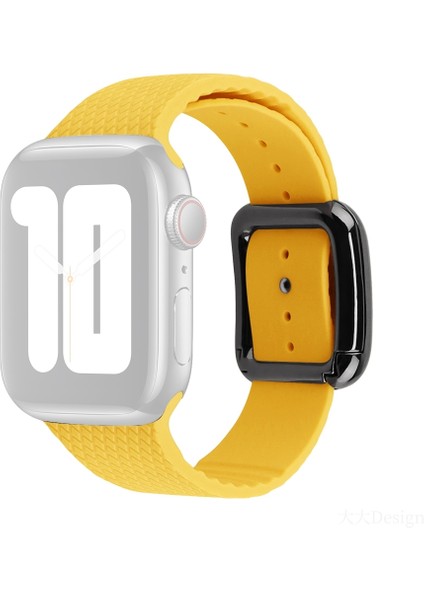 Siyah Toka Silikon Kordonlu Saat Apple Watch Uyumlu Serisi 7 45MM / 6 & Se & 5 & 4 44MM / 3 & 2 & 1 42MM (Yurt Dışından)