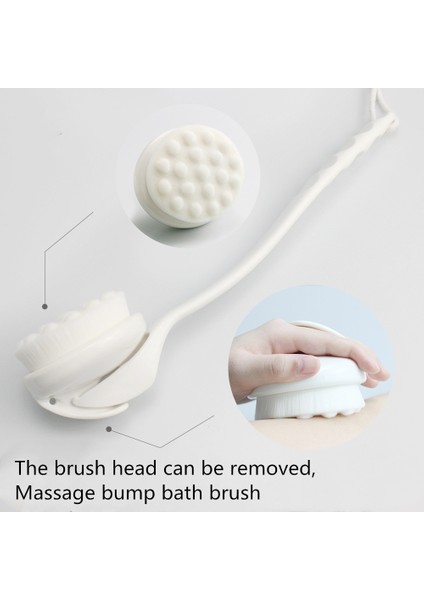 Quanbu 2020 Çok Fonksiyonlu Uzun Saplı Çıkarılabilir Banyo Fırçası, Sırt Banyo Fırçası, Ayak Ovucu, Peeling Cilt Masajı Fırçası-Vücut Fırçası, Unisex