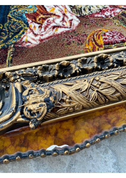 Fransız Aile Toplantısı Temalı Iran Tebriz Halı Tablo 123X93 cm - Duvar Halı Kilim Tablo indirimleri