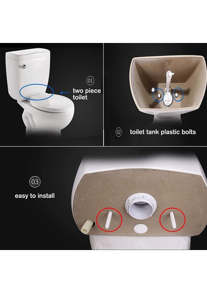 Flyeer 2020 8 Paket Tuvalet Tankı Plastik Cıvatalar M10 Tanktan Kase Banyo Tuvalet Tamir Takımları Montaj Vidaları ve Conta Seti Tava Başlı Cıvatalar