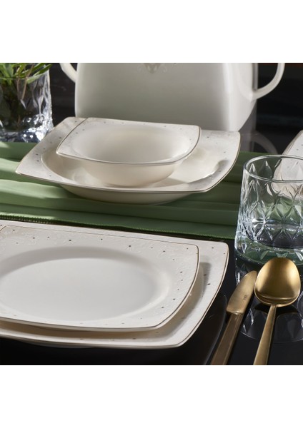 Carolıne 62 Parça Kare Bone Yemek Takımı - 6173