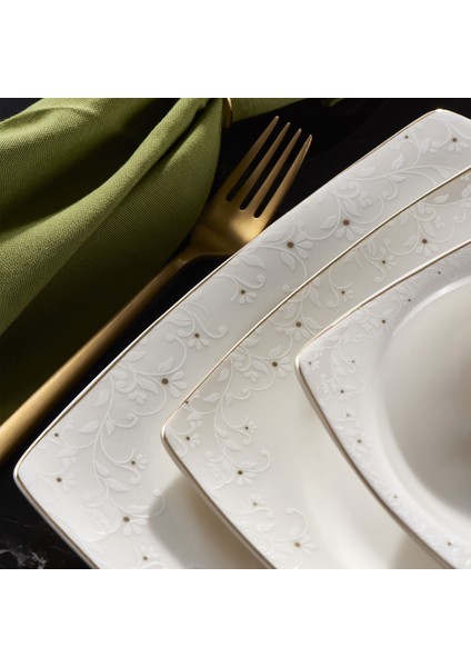 Carolıne 62 Parça Kare Bone Yemek Takımı - 6173