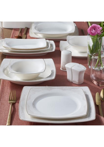 Carolıne 62 Parça Kare Bone Yemek Takımı - 6172