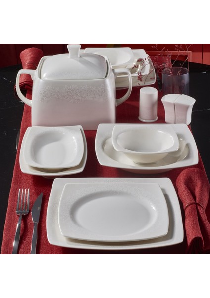 Carolıne 62 Parça Kare Bone Yemek Takımı - 4981