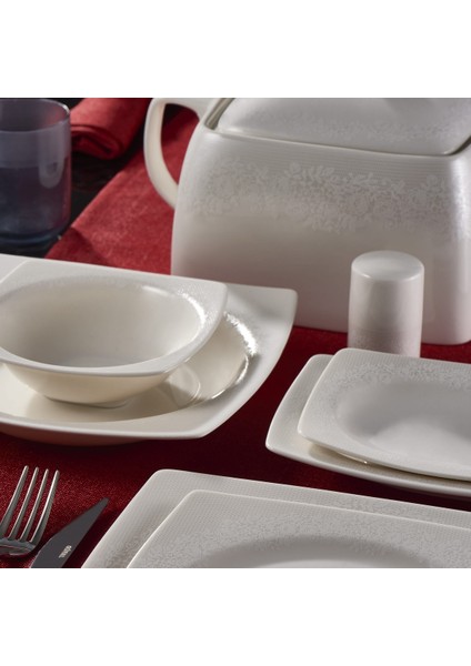 Carolıne 62 Parça Kare Bone Yemek Takımı - 4981