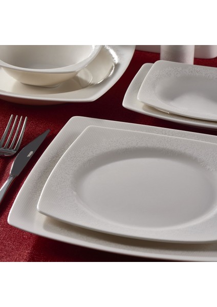 Carolıne 62 Parça Kare Bone Yemek Takımı - 4981