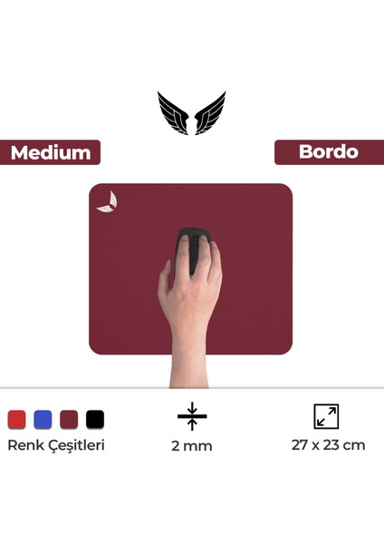 Bordo Mouse Pad 27x23 Cm Medium - Orta Boy Mousepad Klavye Fare Altlığı MP01