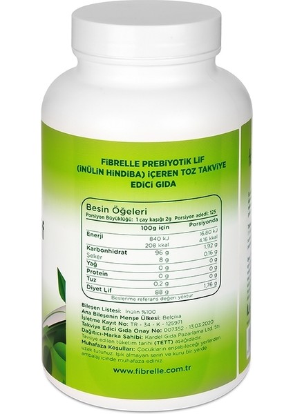Inülin Prebiyotik Lif 250G Plastik Ambalaj 2 Adet fiyatları