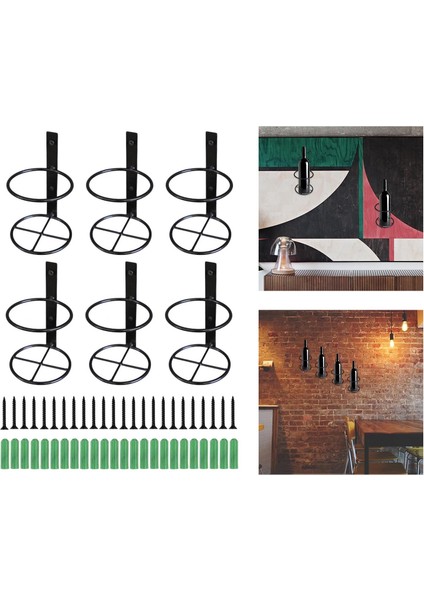 6x Basit Şarap Rafları Tutucu Asılı Monte Ekran Saklama Demir Yetişkin Dik (Yurt Dışından) fırsatları