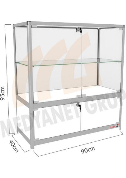 Camlı Vitrin - Camlı Dolap - Camlı Koleksiyon Vitrini - Teşhir Vitrini 95X90X40