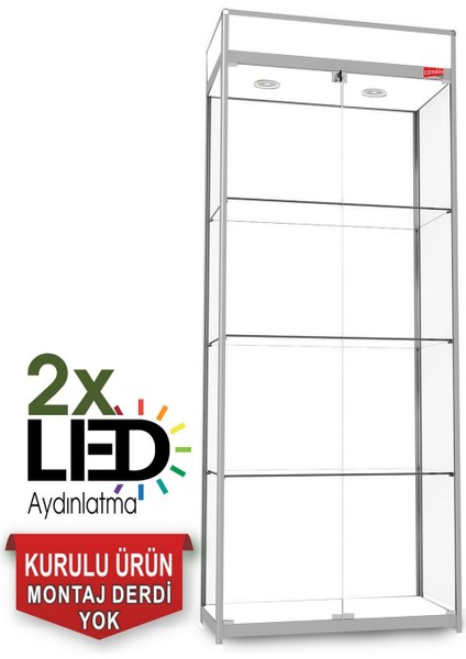 Camlı Vitrin - Camlı Dolap - Camlı Koleksiyon Vitrini - Teşhir Vitrini 200X80X40