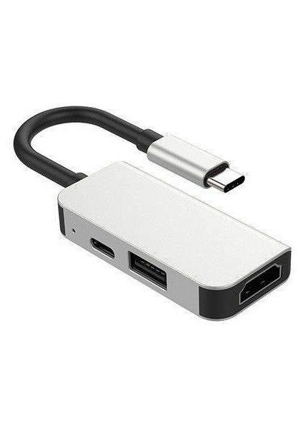 Polham 3in1 Type C 1x Usb, 1x 4K Hdmi ve 1x Pd Type C Çoğaltıcı Çevirici Adaptör Hub